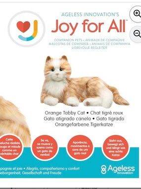 JOY FOR ALL Interactive Fluffy Orange and White Companion Cat Plush